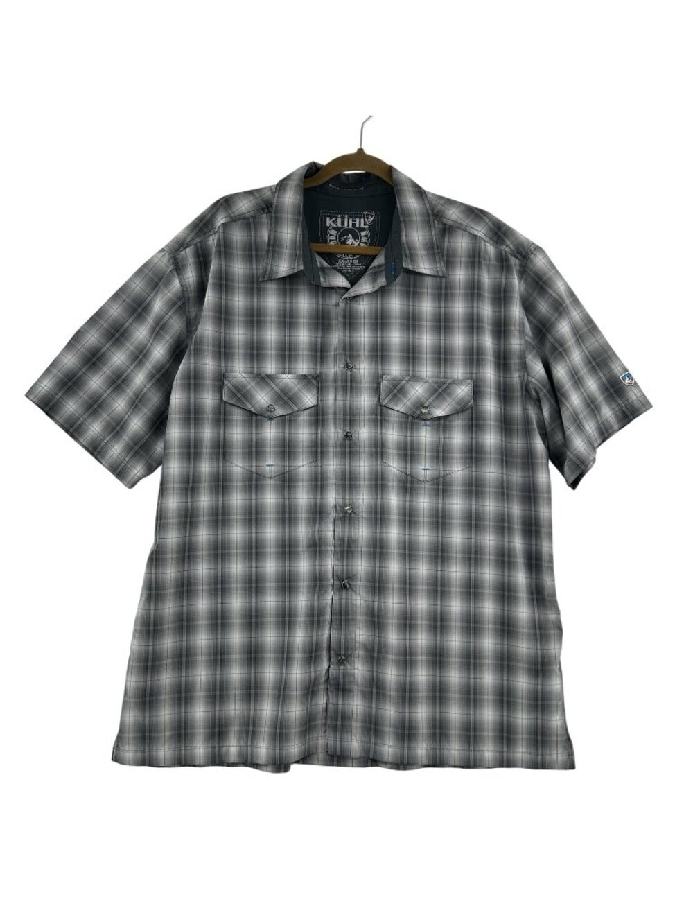 Kuhl Shirt Mens XXL Gray Short Sleeve Lightweight Pearl Snap Outdoor Hiking